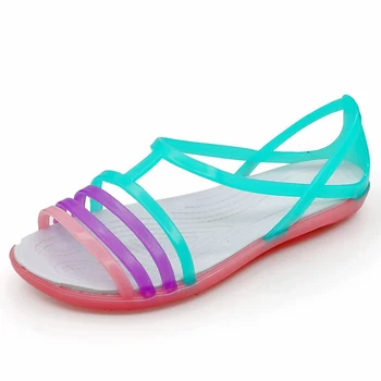 Nové Letné Ženy Sandále Bežné Candy Farby Dámy Ploché Sandále Mäkké Pošmyknúť Na Pláži Jelly Topánky Žena Sandalias Mujer WSH3150
