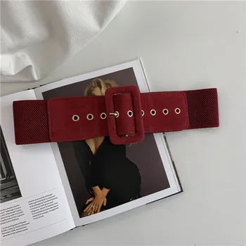 Nové Luxusné Módne Vysokej Kvality Značky Elastický Pás Flannelette Ženy Pás pre Dievčatá Obliekajú Kabát Dekorácie Burgundsko Čierna