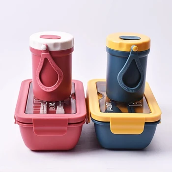 Nové Mikrovlnná Lunch Box s Priehradkami Prenosné Bento Box Japonský Štýl Nepresakuje Potravín Kontajner pre Deti s Riadu