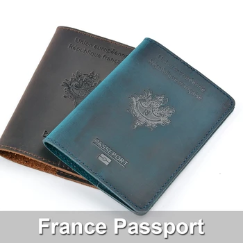 Nové Modely pravej Kože francúzsky Pas Kryt pre Francúzsko Muži Ženy Kreditnej Karty Držiteľ francúzsky Pas Prípade Cestovné Peňaženky