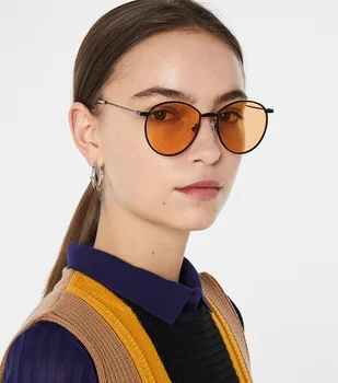 Nové moderné Ženy slnečné Okuliare Značky Dizajnér Kolo Kovový Rám Retro Móda a Ženské Okuliare UV400 Gafas De Sol Mujer 3435