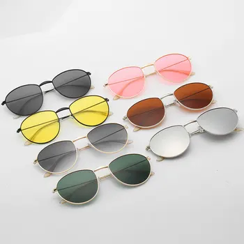 Nové moderné Ženy slnečné Okuliare Značky Dizajnér Kolo Kovový Rám Retro Móda a Ženské Okuliare UV400 Gafas De Sol Mujer 3435