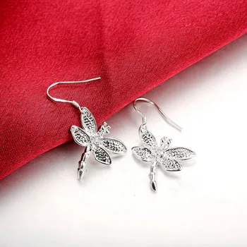 Nové Módne 925 Silver Dragonfly Drop Náušnice Brincos de Prata Ženy Jemné Šperky Dary