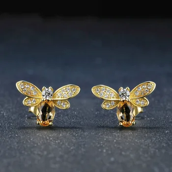 Nové Módne Bee Crystal Stud Náušnice Zlatá Farba Náušnice Pre Ženy, Ženské Šperky 2019 Nové Oorbellen