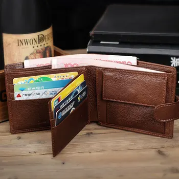 Nové Módne Originálne Kožené Pánske Peňaženky Jemné Bifold Brown Black Kreditnej Karty Držiteľ Bifold Peňaženky Študent Peňaženky Vysokej Kvality