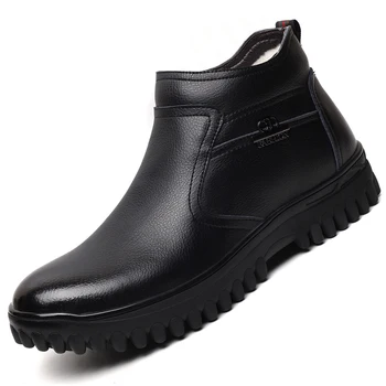 Nové módne pánske veľkosť teplé vlny zimné topánky, prírodná koža, bavlna topánky vonkajší členok sneh topánka gentleman botas zapatos