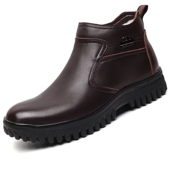 Nové módne pánske veľkosť teplé vlny zimné topánky, prírodná koža, bavlna topánky vonkajší členok sneh topánka gentleman botas zapatos