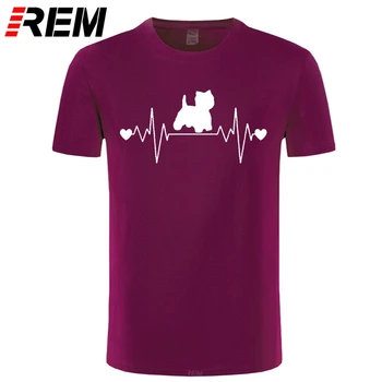 Nové Módne tričko Oblečenie Westie Psa Tep Lifeline Mužov Tričko Krátky Rukáv Kvalitné T-Shirt Mužov