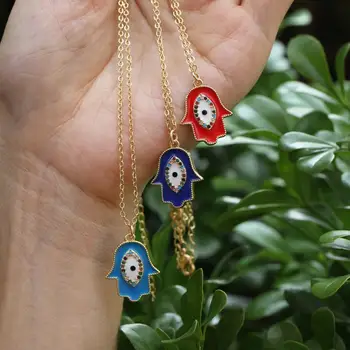 Nové módne zlato smaltované Fatimy hamza kúzlo palm-oko prívesok náhrdelník navrhnuté špeciálne pre ženy, šperky