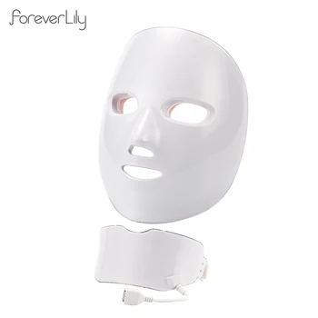 Nové Nabíjateľná 7 Farieb LED Pleťová Maska S Krku Fotón Terapia, Starostlivosť o Pleť Omladenie, Odstránenie Vrások Anti-Ce Zubov SPA