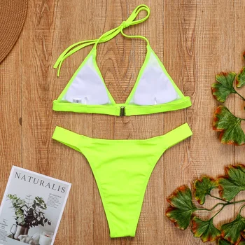 Nové Neon Zelená Brazílske Bikini 2020 Ženské Plavky Ženy Plavky Dva kusy bikini set Okolo Sexy Bather plavky plávať