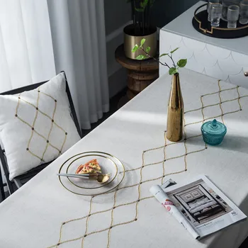 Nové Nordic Bavlna Diamond Geometrické Vyšívané Nepremokavé Obrus Štvorcový stôl chránič Svadobné party tabuľka kryt uterák