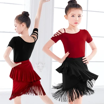 Nové Okrajové Latinské Tanečné Šaty Pre Dievčatá Dieťa Salsa Tango Spoločenský Tanec Šaty, Kostým Súťaž Deti Praxi Tanečné Oblečenie