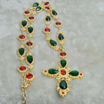 Nové Police Barokový Kríž Vintage Náhrdelník Farba Crystal Sveter Reťazca Náhrdelník Dlhý Náhrdelník dámske Šperky