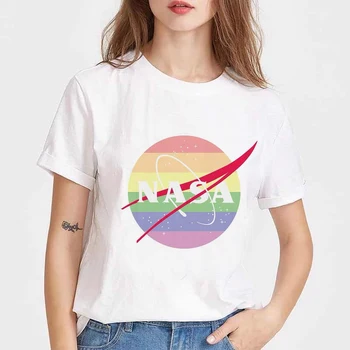 Nové príležitostné voľné tričko rainbow prekladané O-krku-krátke rukávy ženy t-shirt topy žena t shirt 90. rokov handričkou Harajuku oblečenie brandy