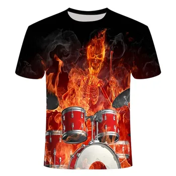 Nové pánske letné plameň vzor 3D tlač mužov a žien-krátke rukávy okrúhle krčný-krátke rukávy T-shirt fashion tričko topy