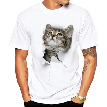 Nové pánske T-shirts 3D Cute Cat T-shirt Muž Letné Topy Tees Tlač Zvierat T shirt Mužov krátky rukáv Fashion Mužov Tshirts T31