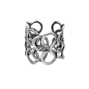 Nové Retro Muli-vrstva Kruhu Tvorivá Nie Alergické 925 Sterling Silver Šperky Geometrické Nepravidelný Otvorenie Krúžky SR565