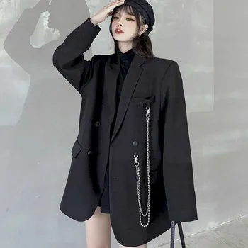 Nové sako dámske trendy tmavo čierne iny retro voľné a tenké vyprážané ulici sako ženy 2020 na jar a na jeseň voľné a