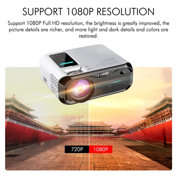 Nové SILVERLIGHT E500 150 Palcový 1280x720P 6000 Lumenov LCD Projektor s rozlíšením 1080P Full HD, HDMI, WIFI, Domáce Kino Android Proyector LED PK CP600