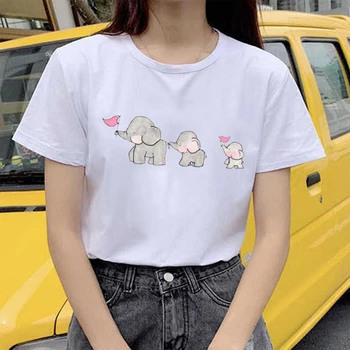 Nové Slon Rodiny Print T Shirt Ženy Krátky Rukáv Košele O Krk Voľné Tričko 2020 Lete Ženy Tee Tričko Topy Camisetas Mujer