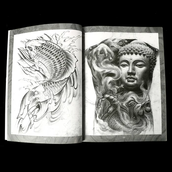 Nové Tetovanie Kniha, Rukopis Vzory Ryby Boha a Drak Boh Tradičný Charakter, vhodný na Tetovanie Príslušenstvo Dodanie