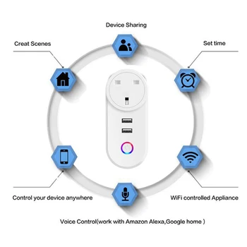 Nové Tuya Wifi Smart Zásuvky USB EÚ BRITÁNII, Francúzsku, Japonsku, Austrálii, Brazílii, Izraeli Štandardné 16A Diaľkové Načasovanie Prepínač Hlasové Ovládanie APLIKÁCIE