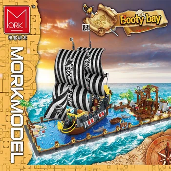 Nové Tvorivé Nápady Série Booty Bay Tehly Pirátskej Lodi Model Auta Stavebné Bloky Vzdelávacie Deti Hračky, Vianočné Darčeky Plachetnici