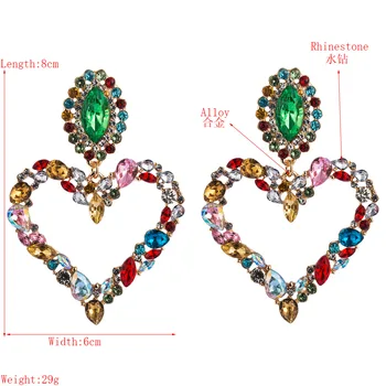 Nové v tvare Srdca Náušnice pre Ženy Ucho Príslušenstvo Žena Drahokamu Vintage Náušnice Prehnané Šperky Srdce Stud Earrirings
