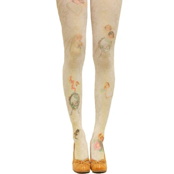 Nové velvet Žien Pantyhose Lady & Dievča Tetovanie žena Vytlačené Módne pančuchové Nohavice