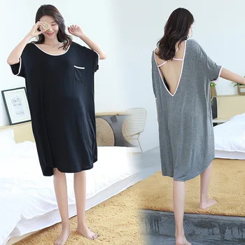 Nové veľké veľkosti modálne nightdress dámy letné voľné krátke rukávy plus hnojivo zvýšiť okolo sexy nightdress domov sukne