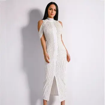 Nové Vysoko Kvalitné 2020 dámske Oblečenie Veľkoobchod Black White Crystal Dlho Stredne Dlhé Šaty Spoločenské Šaty Club