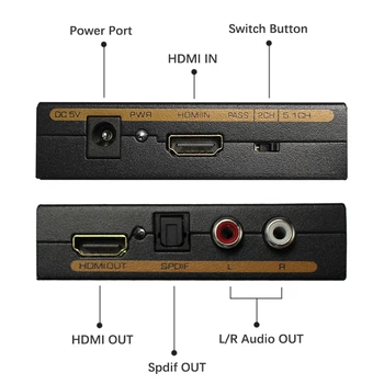 Nové Wiistar hdmi na hdmi R/L Spdif Audio 2.1/5.1 CH hdmi audio extractor HDMI Audio Extractor HDMI Splitter 1x2 s 3,5 mm Audio