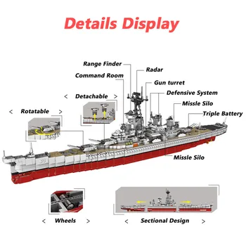 NOVÉ XINGBAO 06030 Vojenské Armády Série 2631PCS USS Missouri Battleship Nastaviť Stavebné kamene, Tehly Klasické Lodičky Model