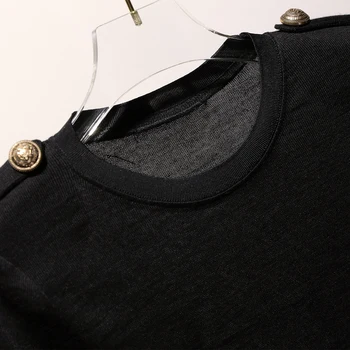 Nové základným náterom žien ramenný pásik tlačidlo dekorácie univerzálne slim T-shirt Posádky Krku Dlhý Rukáv Top C491