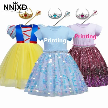 Nové Šaty Princezná Šaty Halloween Princezná Cosplay Kostým Krátky Rukáv Dievčatá Šaty 3-8Y Deti Dievča Narodeniny Party Oblečenie
