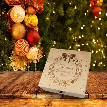NOVÉ štedrý deň Úložný Box Drevené Rezbárstvo Vianočného Darčeka Vianoce PresentBoxes Santa Claus Jablká Box Adluts Darčeky, Sladkosti Box