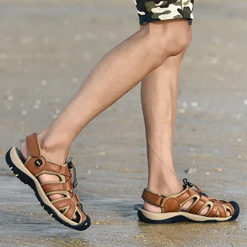 Noví Ľudia, Topánky Pravej Kože Mužov Letné Sandále Mužov Príčinné Topánky Plážové Sandále Muž Módne Vonkajšie Bežné Tenisky Veľkosti 38-48