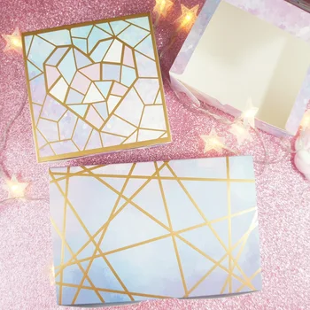 Nový 2 veľkosť gold line 10pcs Diamond design Macaron Čokoláda Papierové Krabice Vianočné Darčeky, Narodeninová Párty Balenie svadobné prospech