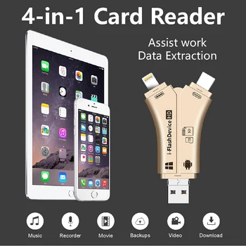 NOVÝ 4 v 1 i Flash Disk USB Micro SD&TF Card Reader Adaptér pre iPhone XS max/ XS /X/7 8 PLUS pre iPad Touch, MAC PC