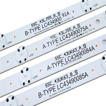 Nový 6 KS podsvietenie LED pásy pre LG 43UJ6300 43UK6300PUE LC43490087A LC43490088A LC43490077A LC43490078A SSC_43UJ63_A