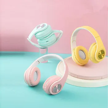 Nový Bluetooth Slúchadlo Boom Macaron Slúchadlá Roztomilý Dievča Dospelých Farba Headset s Mikrofónom Bezdrôtové Slúchadlá pre Deti Darček