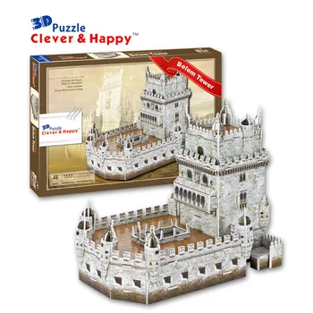 Nový chytrý&šťastná krajina 3d puzzle model Belem Veža dospelých puzzle diy papier model hry pre deti papier