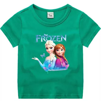 Nový Detí-Krátke Rukávy Chlapec Dievča Bavlna Kolo Krku Priedušná T-Shirt Anna Elsa Princezná Detské Oblečenie