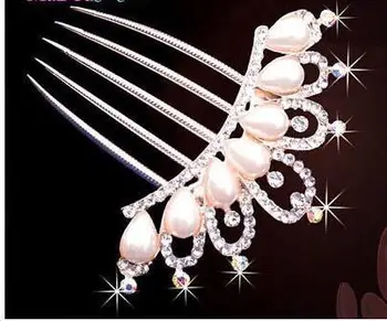 Nový Dizajn A Módne Svadobné Svadobné Crystal Drahokamu Kvet Faux Perly Sponky Do Vlasov Diamante Vlasy Klip Špirála Šperky