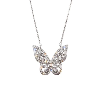 Nový Dizajn Hot Predaj Módne Šperky Nádherné Medi Vykladané Zirkón Náhrdelník Prívesok Krásne Butterfly Party Náhrdelník pre ženy