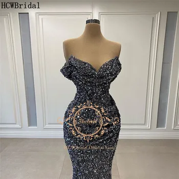 Nový Dizajn Sequin Morská Víla Večerné Šaty Ramena Milú Sexy Dlhé Formálne Šaty Plus Veľkosti Ženy Prom Party Šaty