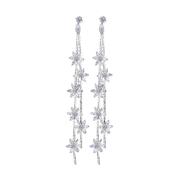 Nový Dizajn Svadobné Šperky, Luxusné Jasné, Zirkón Elegantné Náušnice 925 Sterling Silver dlho kvet Stud Náušnice Pre Ženy