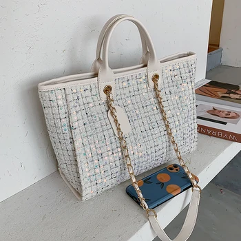 NOVÝ francúzsky Dizajn a Módne Vlnené Vedro Vrece Kabelka Tote Bag & Elegantná Taška cez Rameno Messenger Taška Šírka 39 cm, Výška 25 cm