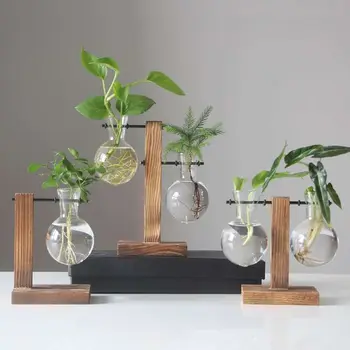 Nový Jednoduchý vázy na dekoráciu Hydroponické drevený Rám Malá Váza C Retro Váza, Jednoduché Vnútorné Váza